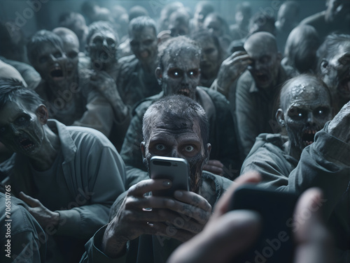 People Turn into Social Media Mainstream Media Brainwashed Zombies AI Artwork