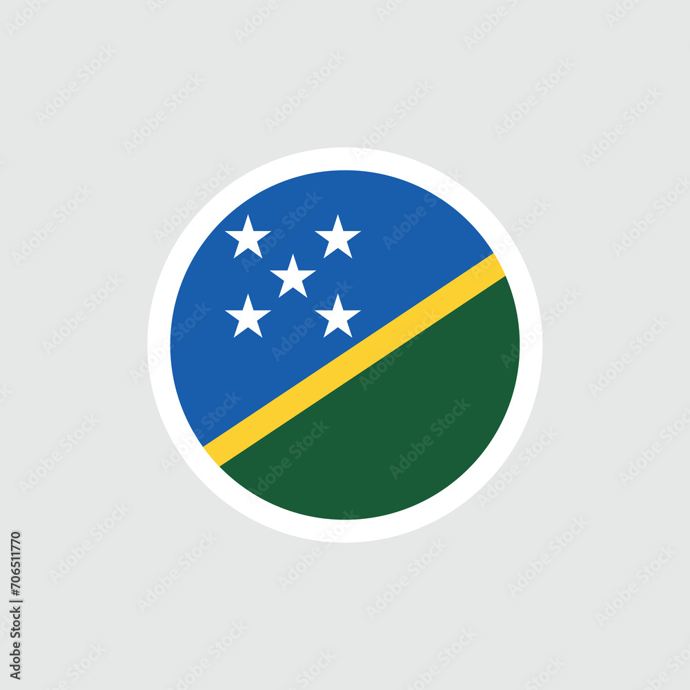 Flag of Solomon Islands. Blue-green flag with a yellow stripe and stars. State symbol of the Solomon Islands.