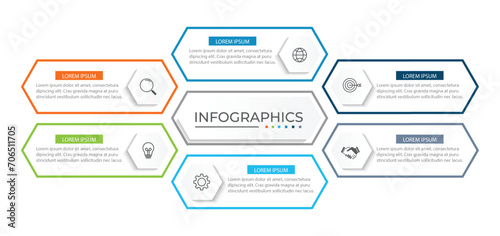 Vector infographic design template with 6 options or steps
