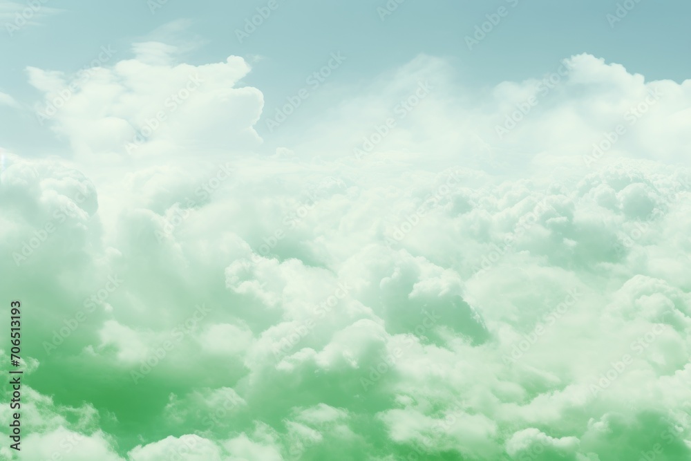 Green sky with white cloud background