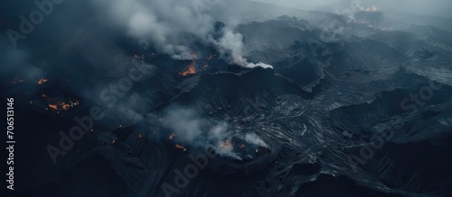 Coal mining seen from above with a drone.
