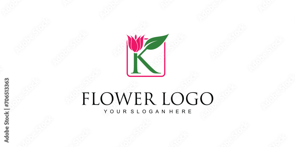 Creative flower logo design with combination letter from A to Z|rose logo| premium vector