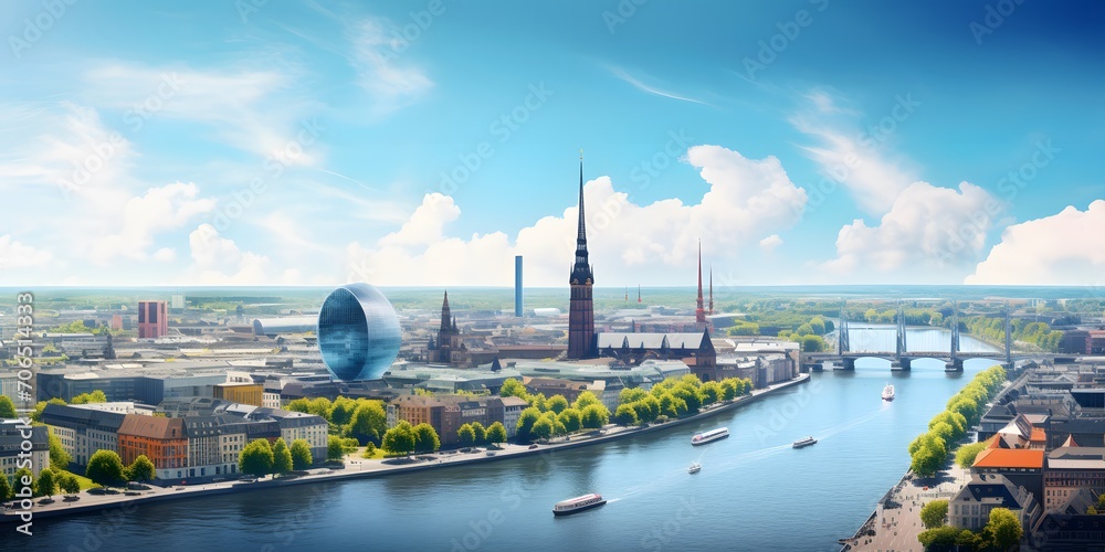 city ​​of hamburg from above - a large panorama of the whole city