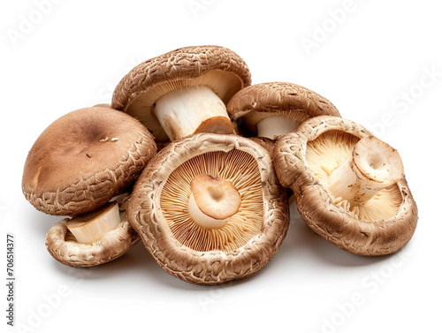 Shiitake mushroom isolated on white background. Minimalist style.