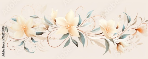 Ivory pastel template of flower designs with leaves 