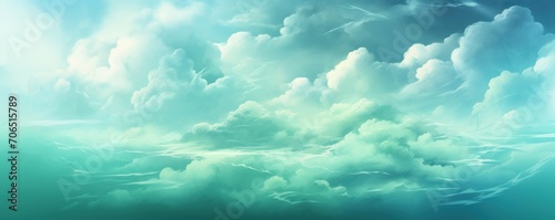 Jade sky with white cloud background © Celina