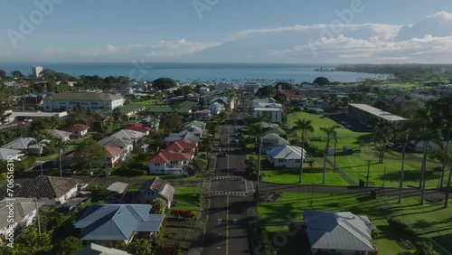 flying backwared over Haiti Street in Hilo Hawaii