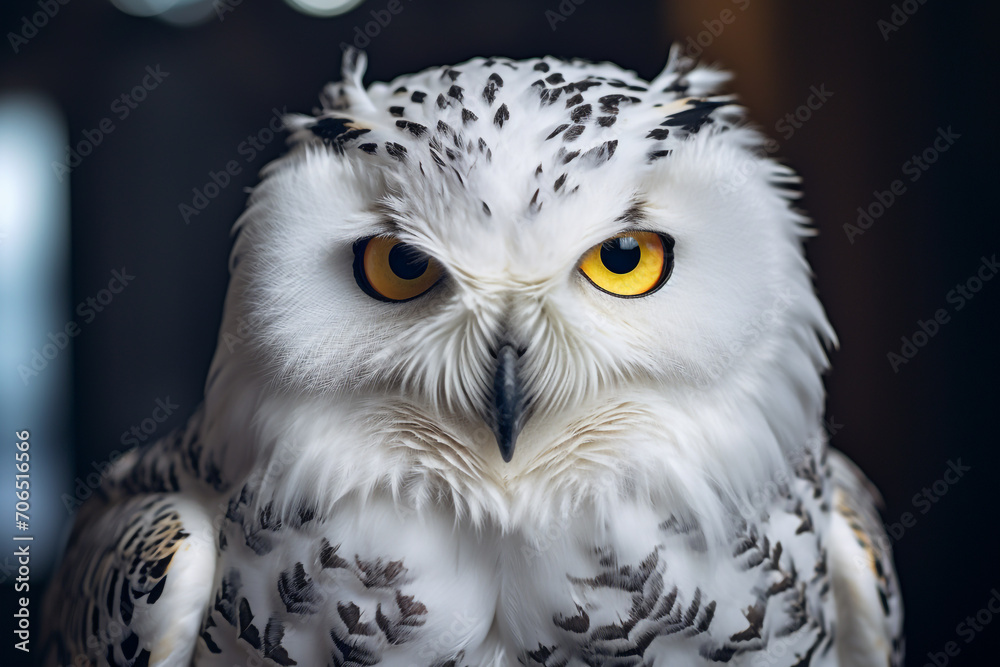 Obraz premium Close up of a snowy owl, Bubo scandiacus