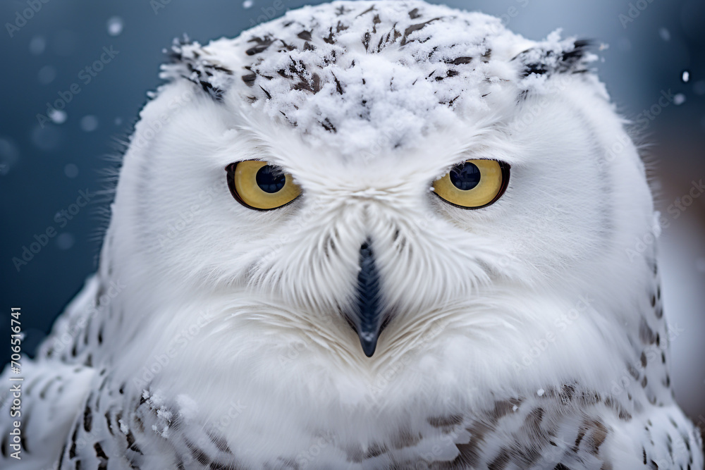 Obraz premium Close up of a snowy owl, Bubo scandiacus