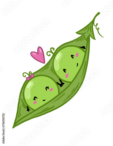 Two peas in a pod character illustration