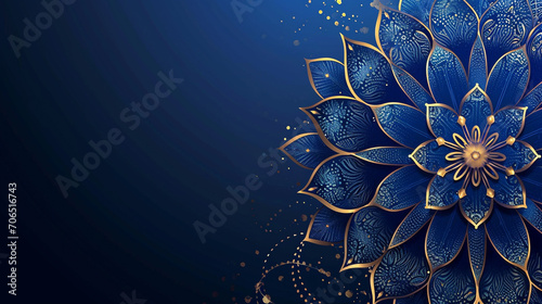 Indian style blue background template design for cover, business presentation, web banner, wedding invitation and luxury packaging 