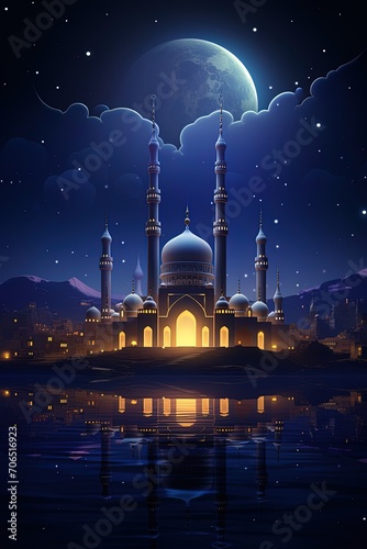 Ramadan Illuminare: Captivating Mosques in Digital Harmony photo