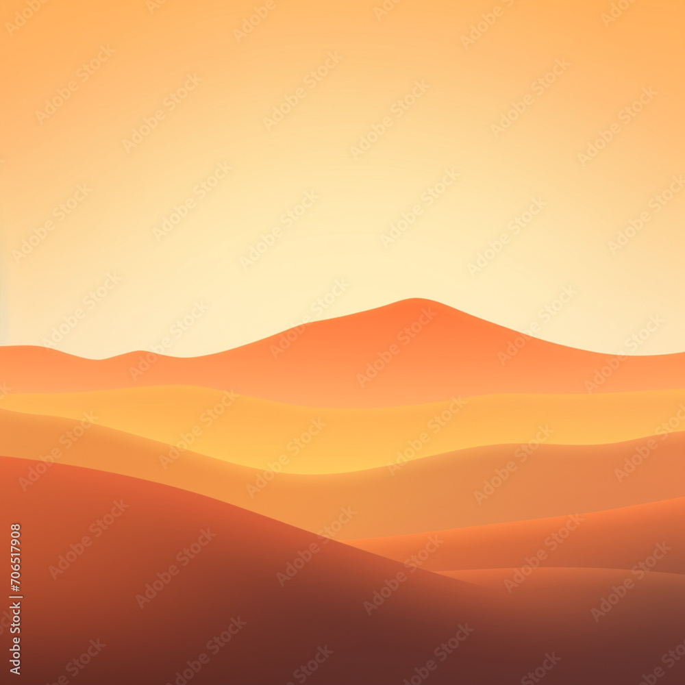 Ilustracion con detalle de lineas con formas de dunas y montañas, con degradado de tonos anaranjados