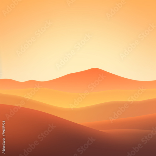 Ilustracion con detalle de lineas con formas de dunas y montañas, con degradado de tonos anaranjados
