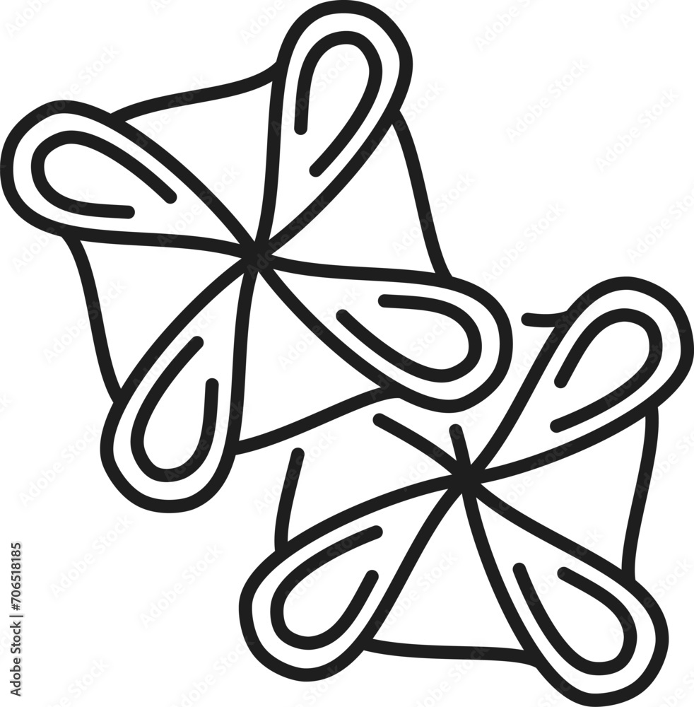 Fagottini pasta shape in form of little bundles isolated outline icon. Vector pasta Italy cuisine dish, italian food, traditional mediterranean fagottini Fagottini pasta shape in form of little bundles isolated outline icon. Vector pasta Italy cuisine dish, italian food, traditional mediterranean fagottini