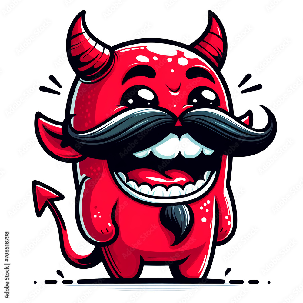 Red Devil Cartoon Illustration with Bold Lines, PNG Transparent Background Red Devil Cartoon Illustration with Bold Lines, PNG Transparent Background