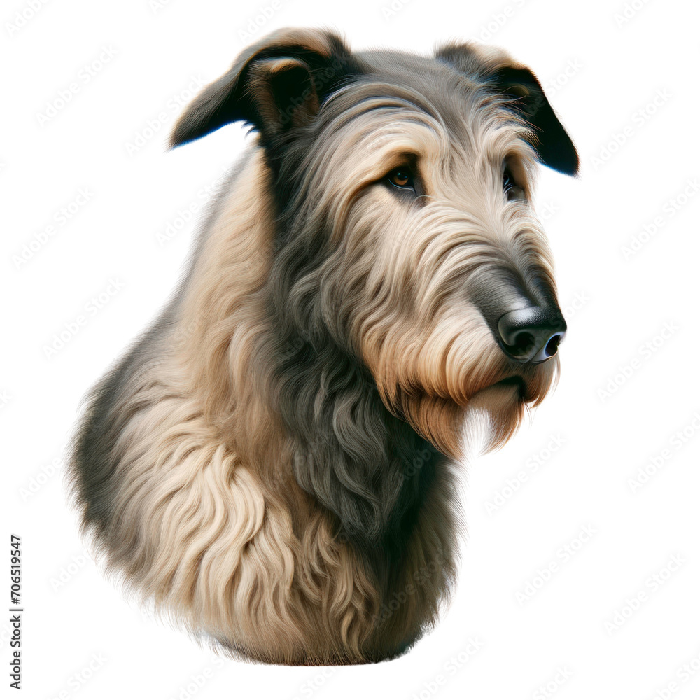 Irish Wolfhound, a native dog breed of Ireland,St patrick's day, Png ,3D style and isolated on a transparent background