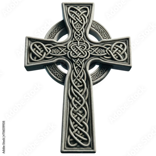 Celtic cross with intricate details,St patrick's day, Png ,3D style and isolated on a transparent background photo