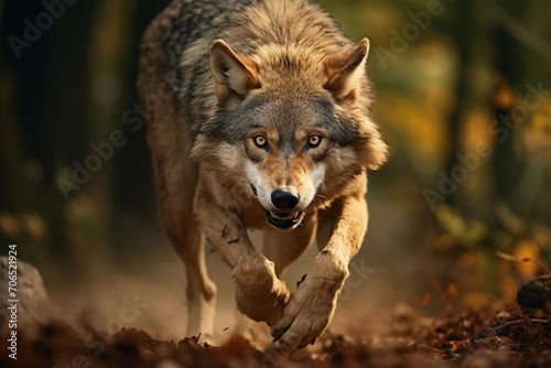 Gray wolf canis lupus in the wild