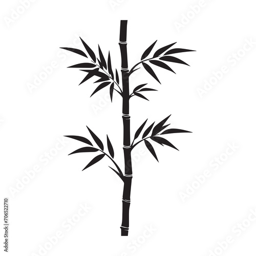 Bamboo leaves icon over white background  silhouette style  vector illustration.