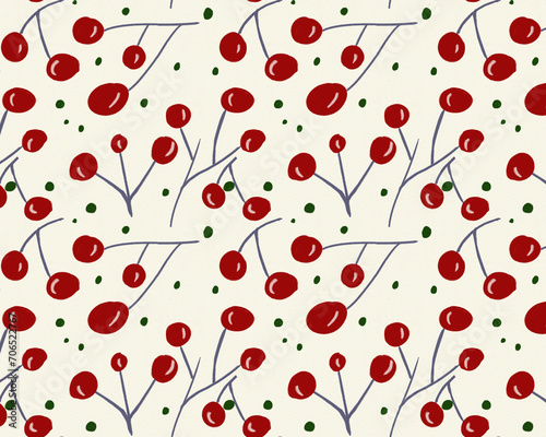 Red Cherry in seamless pattern