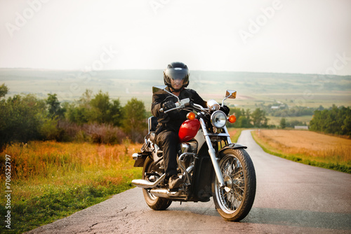 Biker on the country road