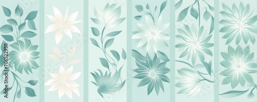 Mint pastel template of flower designs with leaves