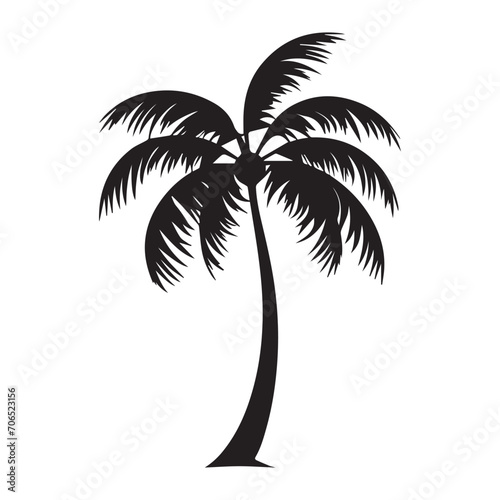 Coconut tree icon. Flat style black on white vector illustration.