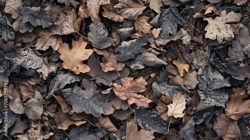 Colorful dead leaves covering the ground background