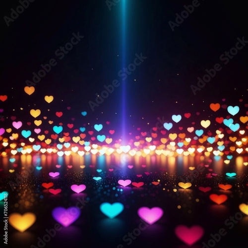 Multi-colored heart bokeh background, Valentine's Day concept