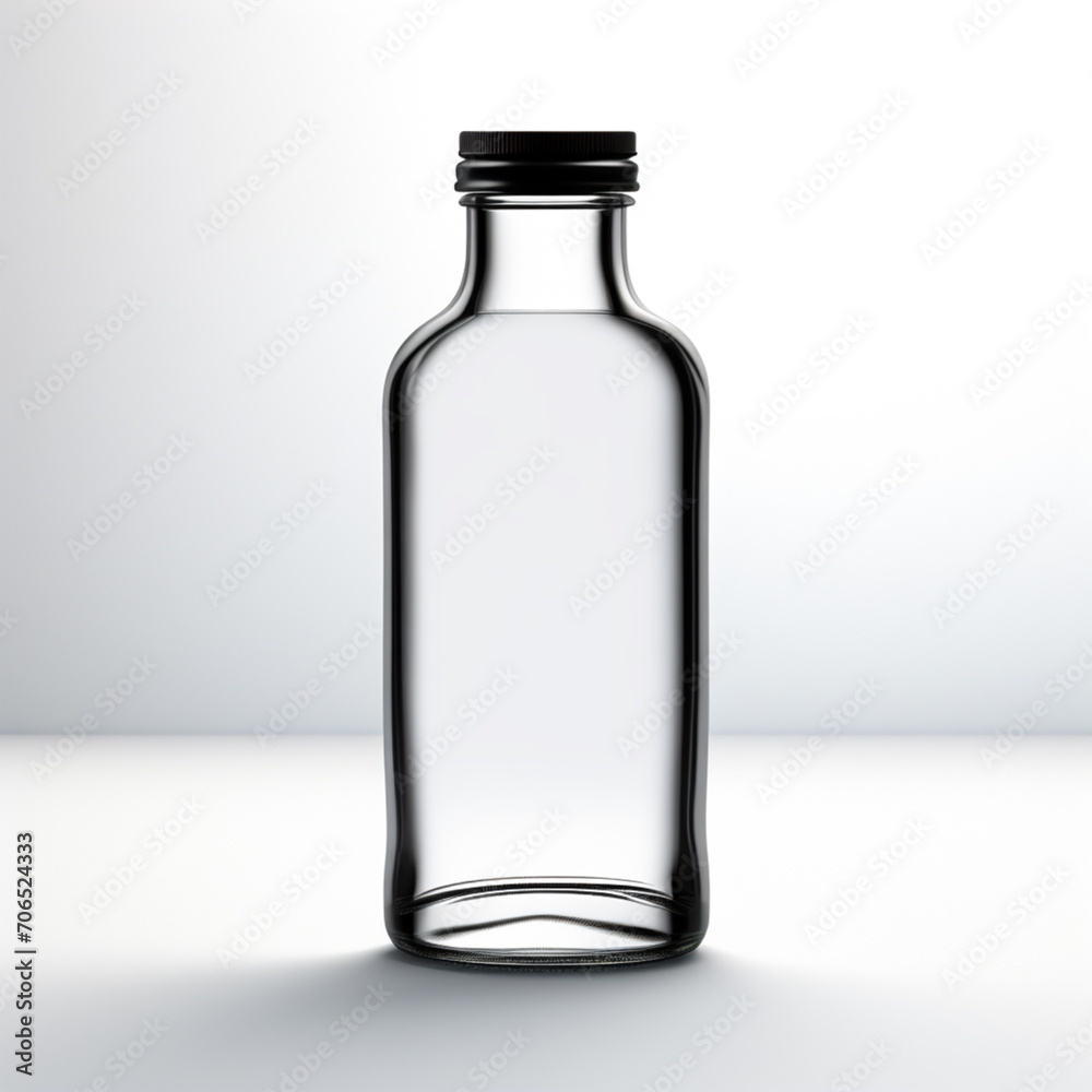 Thick empty glass bottle isolated on white Thick empty glass bottle isolated on white