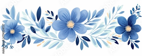 Navy pastel template of flower designs with leaves and petals