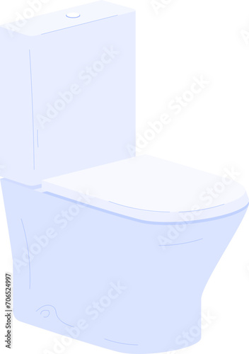 Modern ceramic toilet on white background. Clean bathroom fixture concept. Minimalistic single item design vector illustration.
