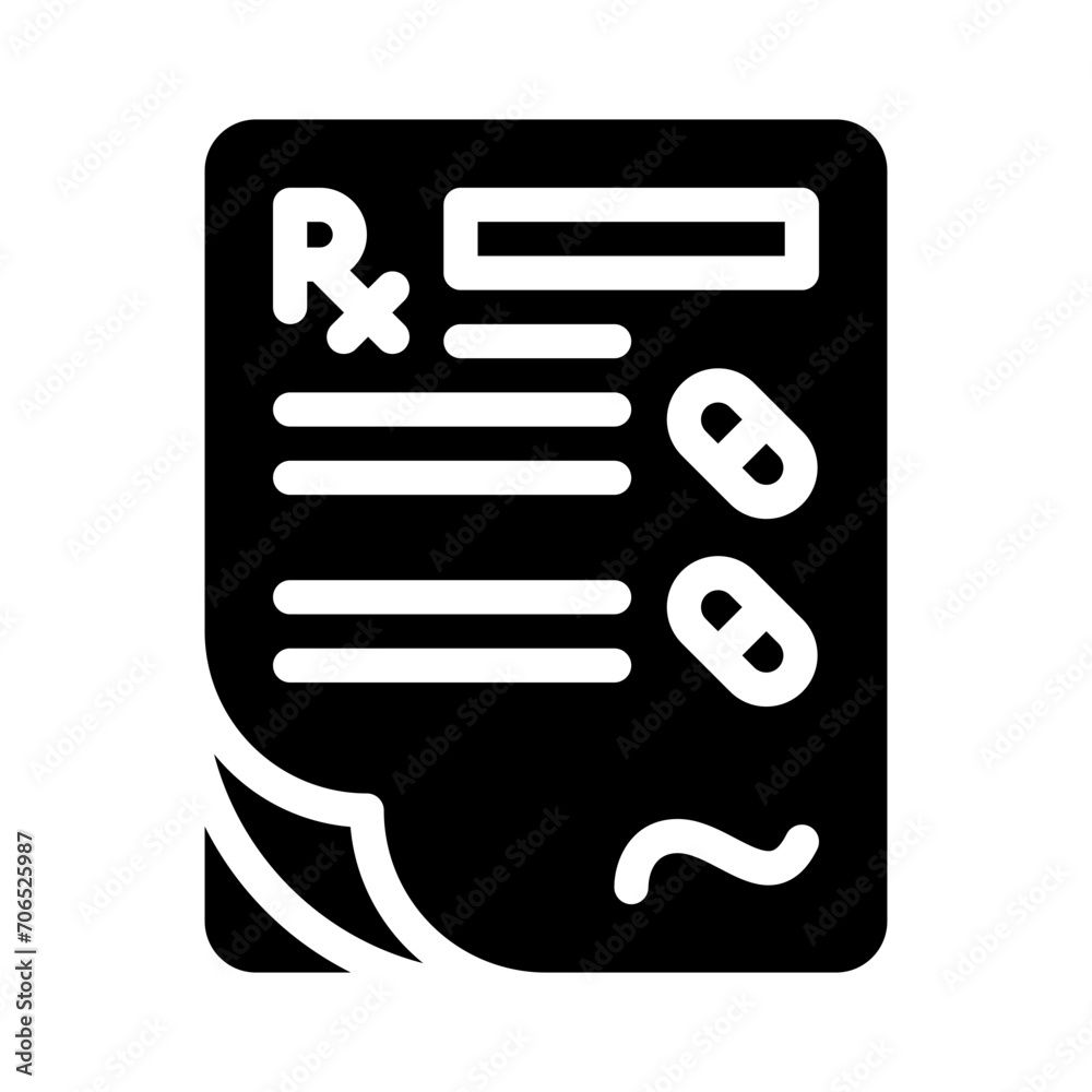 medical prescription glyph style vector icon for any project medical prescription glyph style vector icon for any project