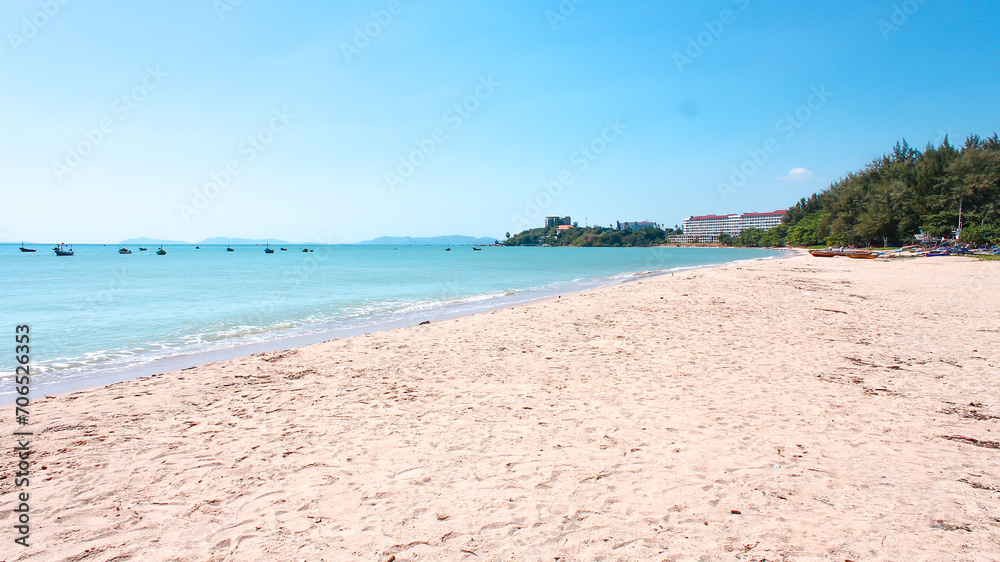 Tropical beach and sea in the summer season, Thailand.