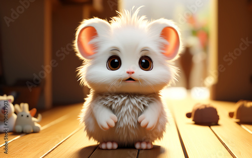 It is cute scene of children's toys and a cartoon cat's smiling face © Baby