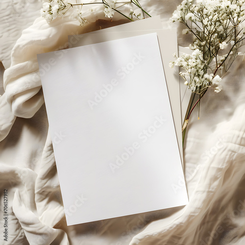 Romantic mock-up for wedding card invitation, blank space, celebration
