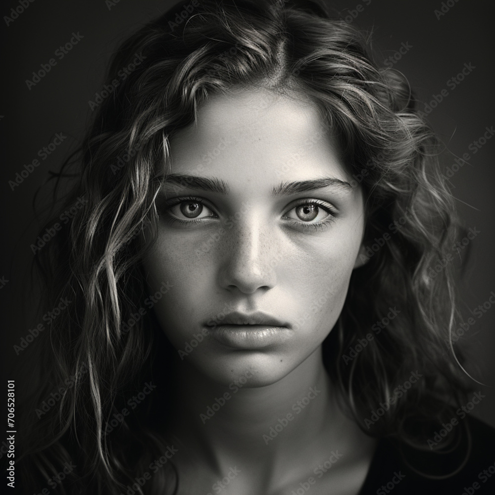 fotografia en blanco y negro de rostro femenino con semblante serio fotografia en blanco y negro de rostro femenino con semblante serio