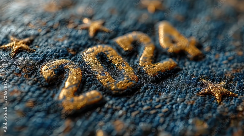 2024 Happy New Year. Golden numbers on a blue background. EU. 2024 Happy New Year. Golden numbers on a blue background. EU.