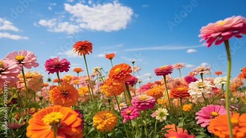 Late Summer Zinnia Field Radiance - AI Generated