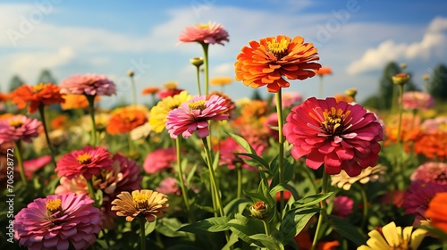 Late Summer Zinnia Field Radiance - AI Generated