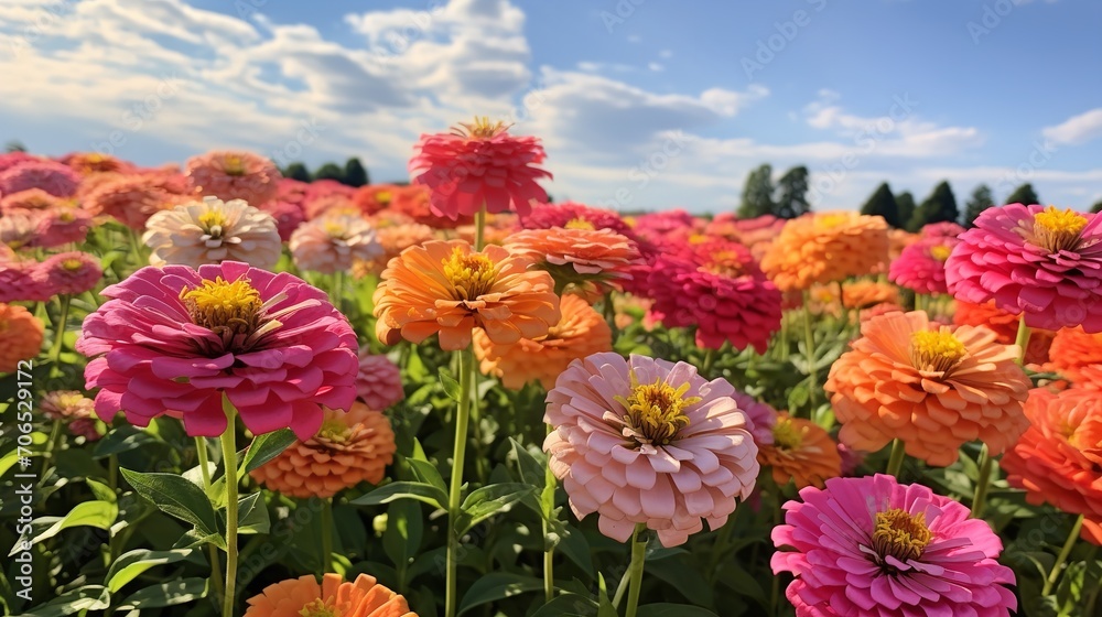 Late Summer Zinnia Field Radiance - AI Generated Late Summer Zinnia Field Radiance - AI Generated