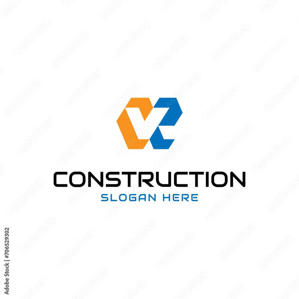 Vector geometric of letter V, C and R for construction logo design template