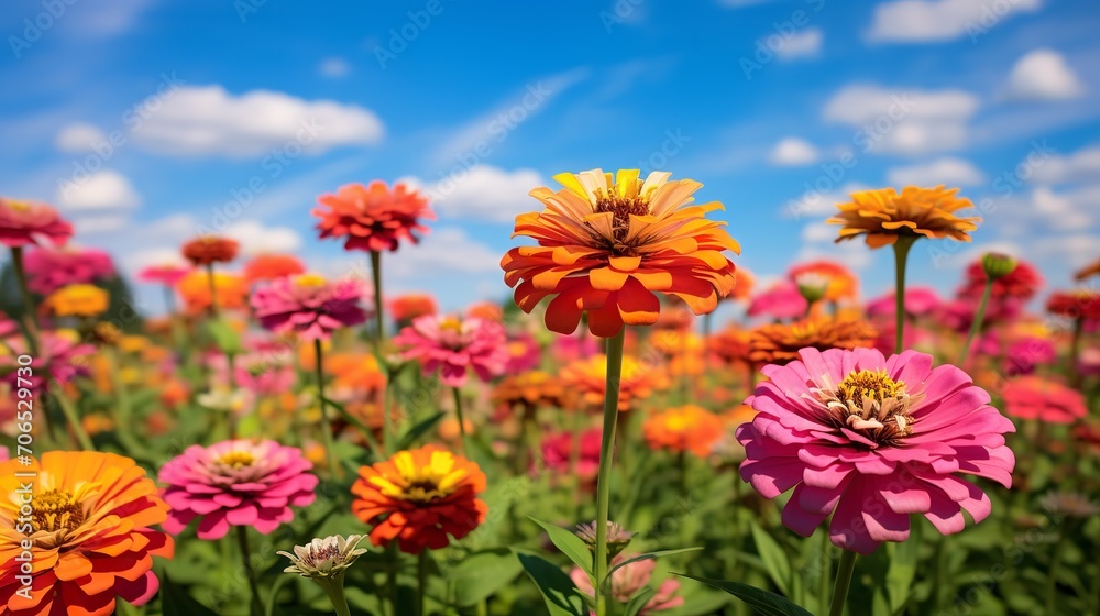 Late Summer Zinnia Field Radiance - AI Generated Late Summer Zinnia Field Radiance - AI Generated