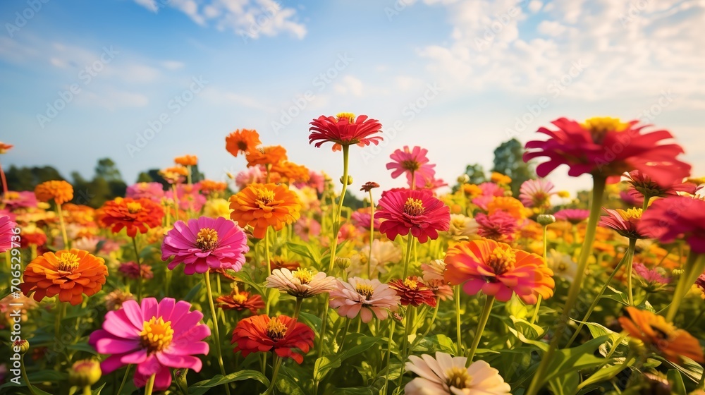 Late Summer Zinnia Field Radiance - AI Generated Late Summer Zinnia Field Radiance - AI Generated