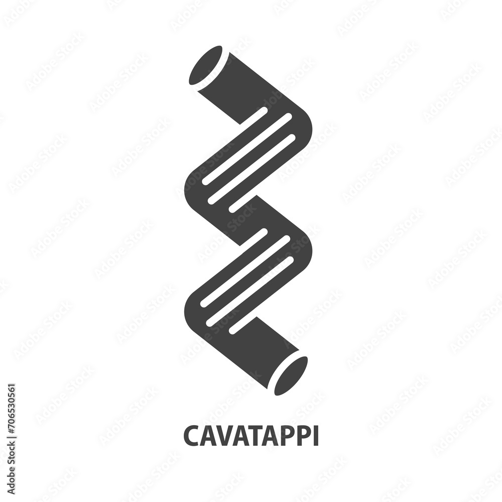 Cavatappi glyph icon. Italian pasta symbol. Vector illustration. Cavatappi glyph icon. Italian pasta symbol. Vector illustration.