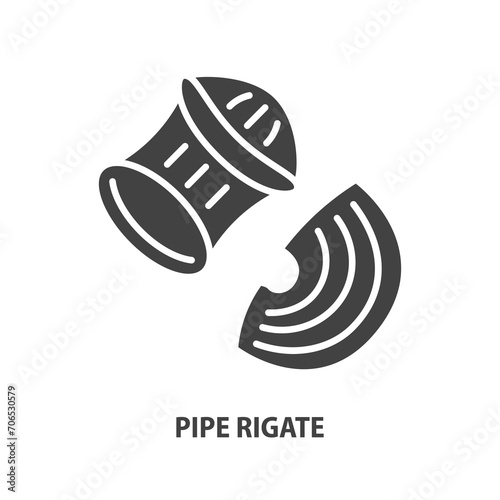 Pipe rigate glyph icon. Italian pasta symbol. Vector illustration.