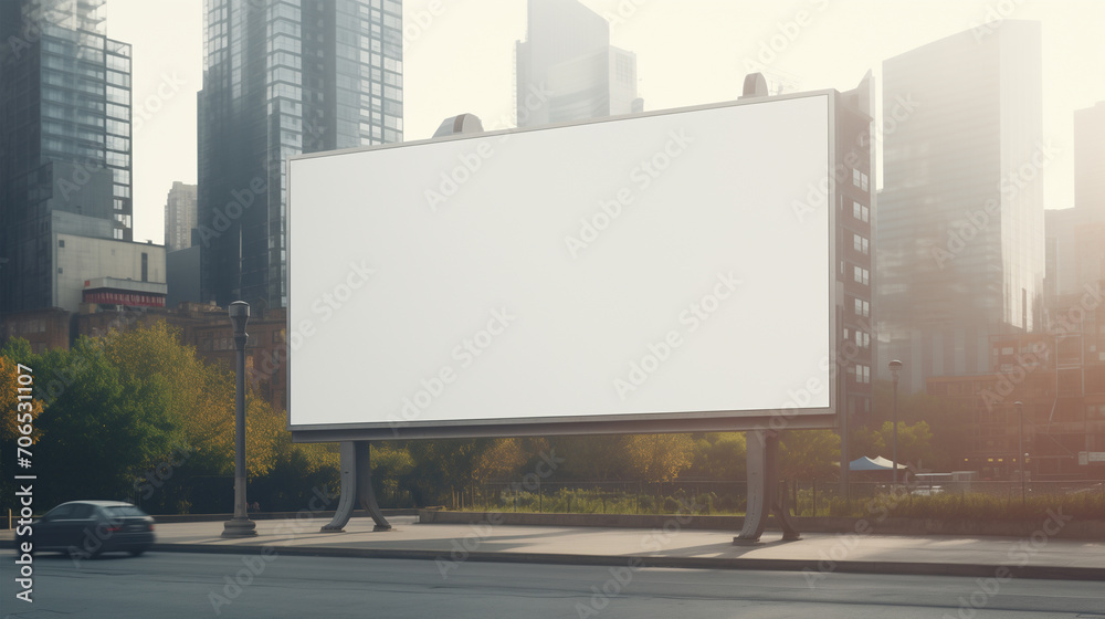 Empty Billboard in the Cityscape for advertisements. Billboard Mockup. Empty Billboard in the Cityscape for advertisements. Billboard Mockup.