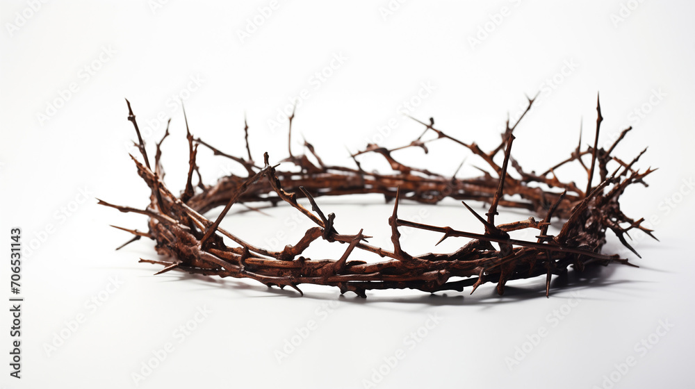 A thorn crown in a serene white background A thorn crown in a serene white background