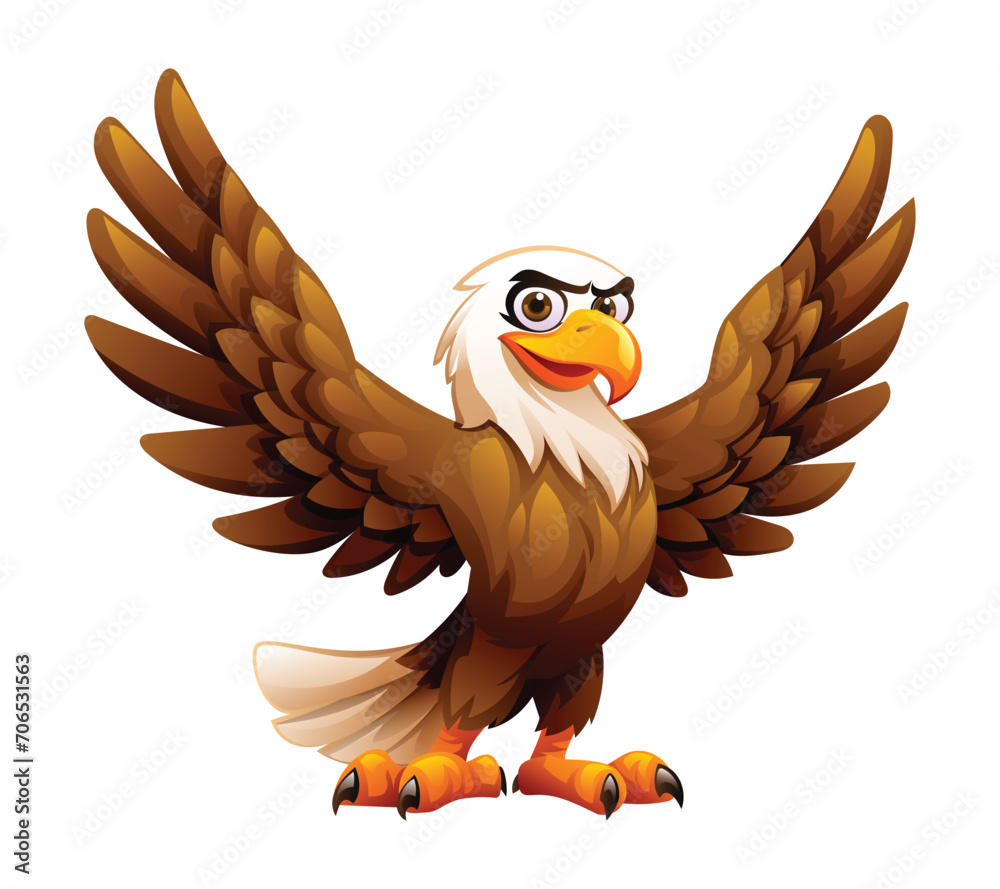 Naklejka premium Cartoon eagle vector illustration isolated on white background